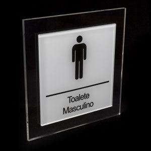 Placa para banheiro Masculino cinza claro