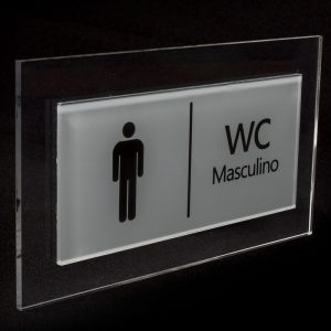 Placa para banheiro Masculino cinza escuro