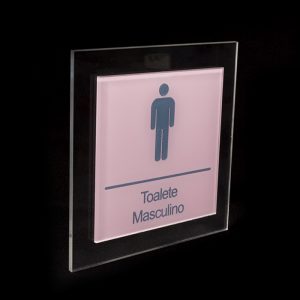 Placa para banheiro Masculino rosa claro