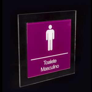 Placa para banheiro Masculino roxo