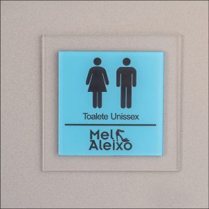 Placa banheiro Masculino PNE Unissex personalizada