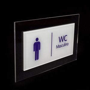 Placa para banheiro Masculino cor Branco