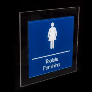 Placa para banheiro Feminino cor azul escuro