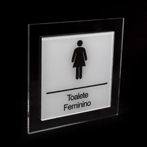 Placa para banheiro Feminino cinza claro