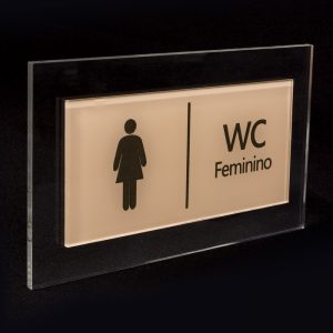 Placa para banheiro Feminino marron