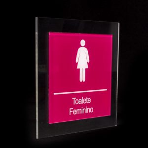 Placa para banheiro Feminino rosa