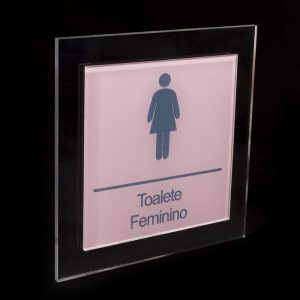 Placa para banheiro Feminino rosa claro