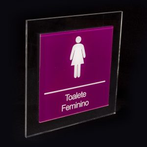 Placa para banheiro Feminino roxo