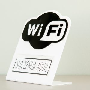 Display acrílico wifi para mesa fundo branco