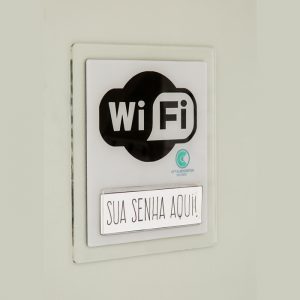 Placa em acrílico wifi de parede com logomarca