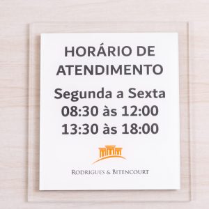 Placa Acrílico 11×18,5 sinalização de ambiente aviso horarios