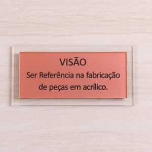 Placa Acrílico 10x20cm para sinalização de ambiente Visao empresarial