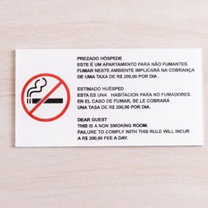 Placa Acrílico 12x23cm  sinalização de ambiente não fume