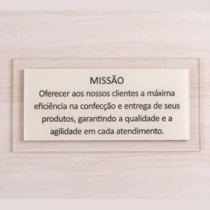 Placa Acrílico 11×18,5 sinalização de ambiente Missão