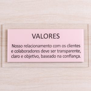 Placa Acrílico 11×18,5 sinalização de ambiente Valores